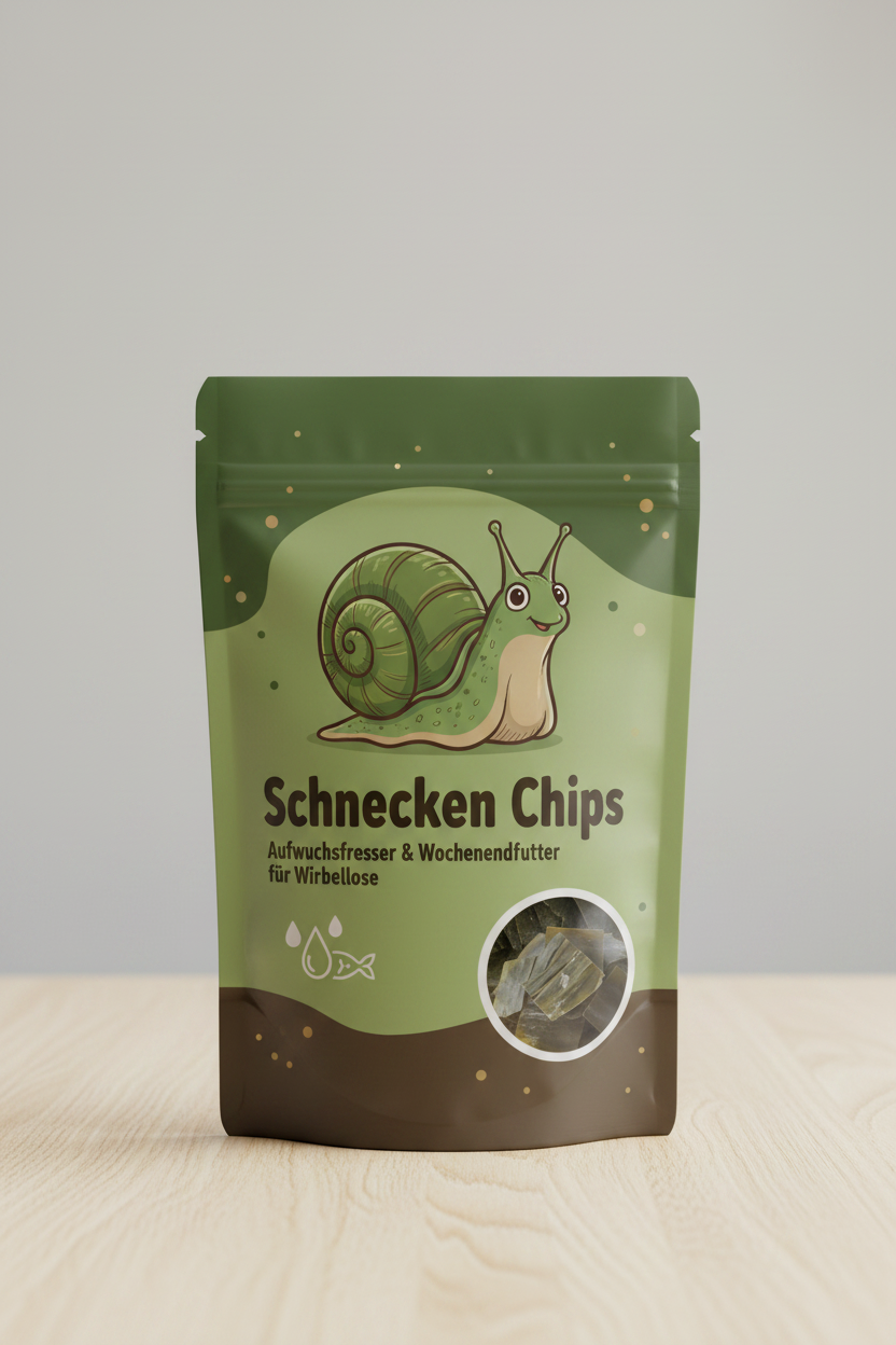 Schnecken Chips – Aufwuchsfresser &amp; Wochenendfutter für Wirbellose 7 Blätter